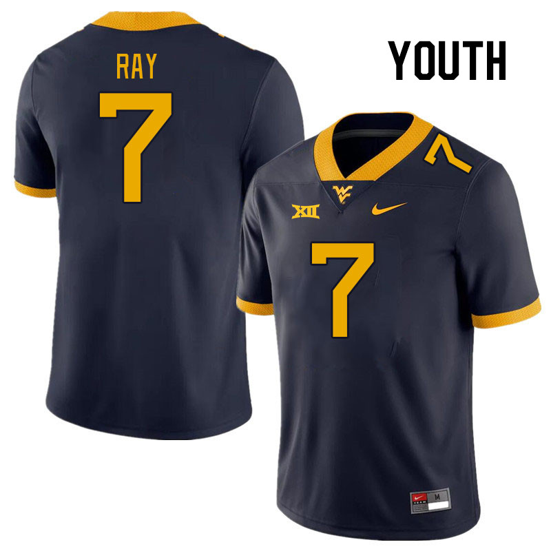 Youth #7 Traylon Ray West Virginia Mountaineers College Football Jerseys Stitched Sale-Navy - Click Image to Close